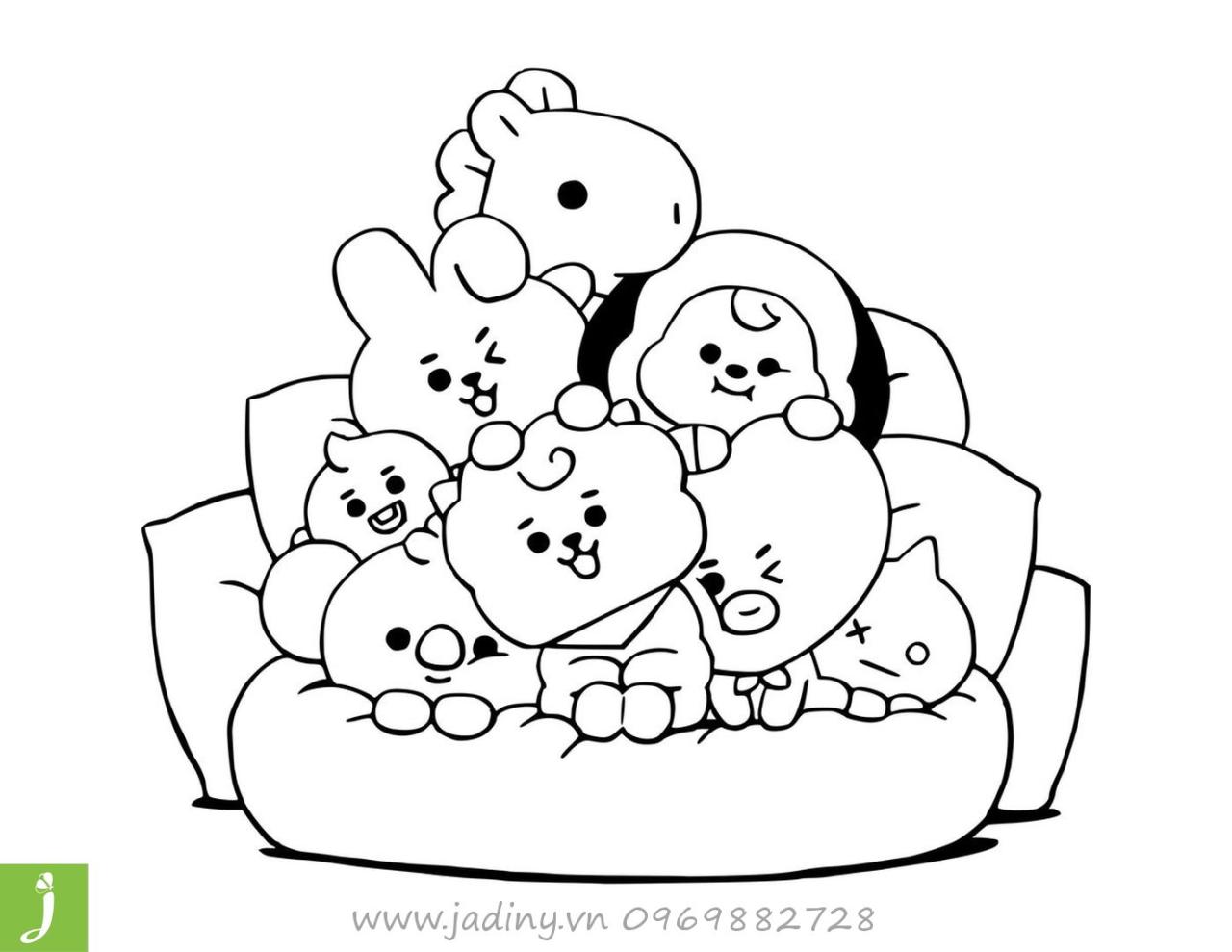 Tổng Hợp Tranh Tô Màu Bt21 Không Màu - Jadiny
