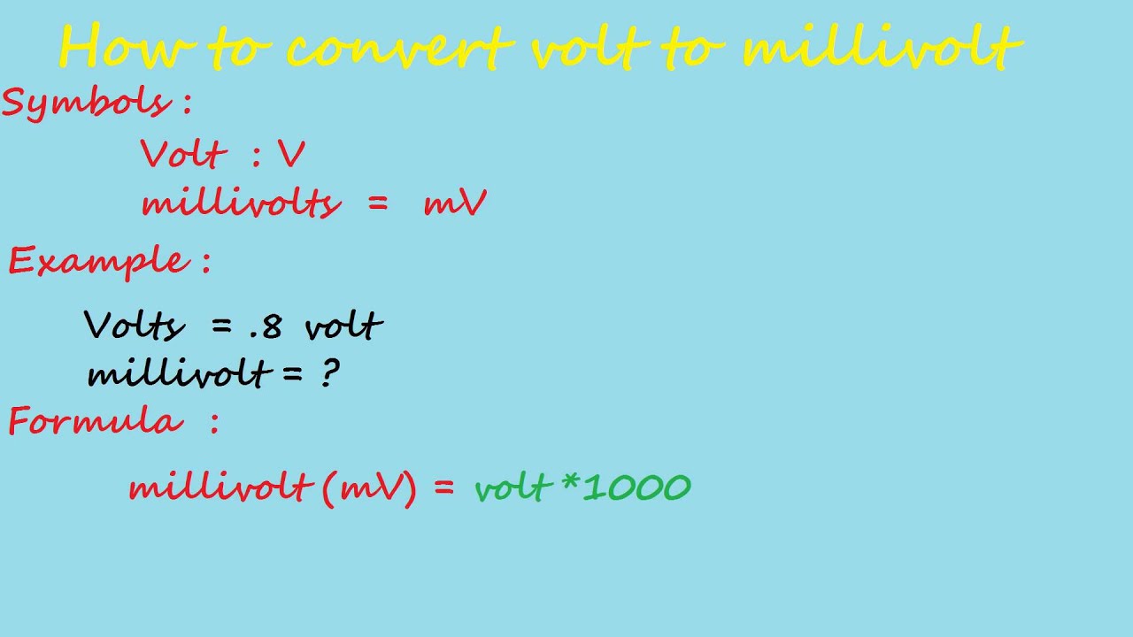 how to convert volt to milivolt - electrical calculation - YouTube How To Convert Volt To Milivolt - Electrical Calculation - Youtube